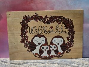 Türschild Eule Herzlich Willkommen